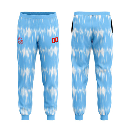 Benutzerdefiniert Hellblau Tarnung Sport Jersey Satz Trainingsanzug Zur Seite fahren Kapuzenpullover Oberteile und Hose Satz Königlich