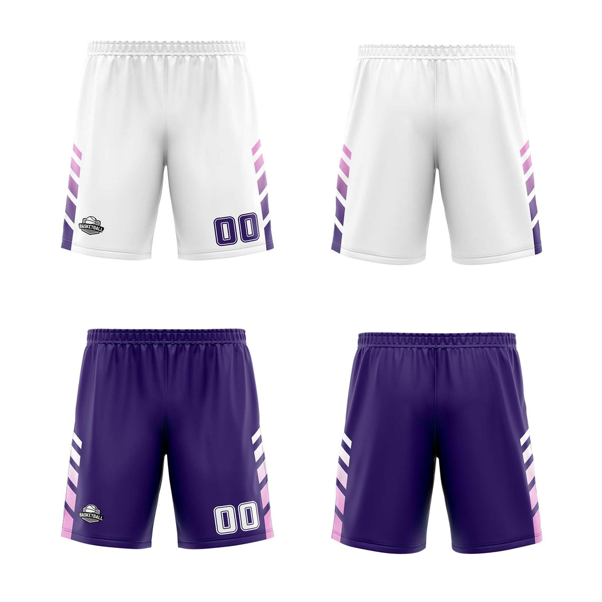 Benutzerdefinierte Weiß Violett Rosa Reversible Basketball Jersey Personalisierte Print Name Nummer Logo