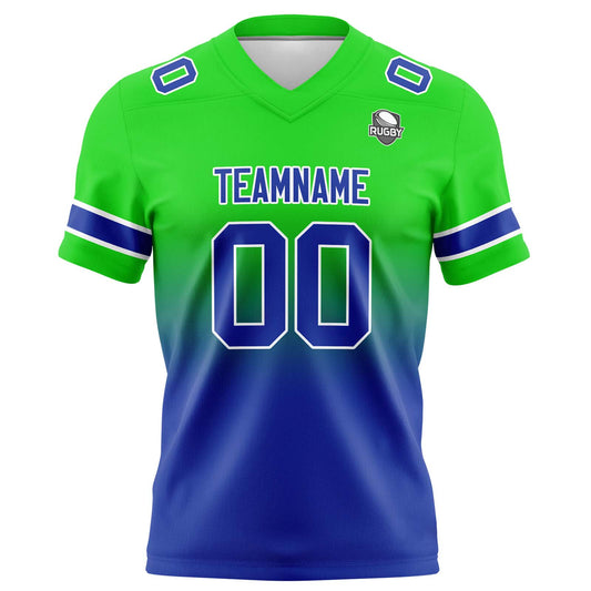 Benutzerdefinierte Grün Blau Gradient Fußball Trikots Personalisierter Name Nummer Logo