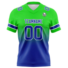 Benutzerdefinierte Grün Blau Gradient Fußball Trikots Personalisierter Name Nummer Logo