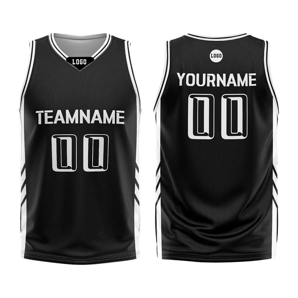 Benutzerdefinierter Schwarz Basketball Jersey Uniform Anzug gedruckt Ihr Logo Name Nummer