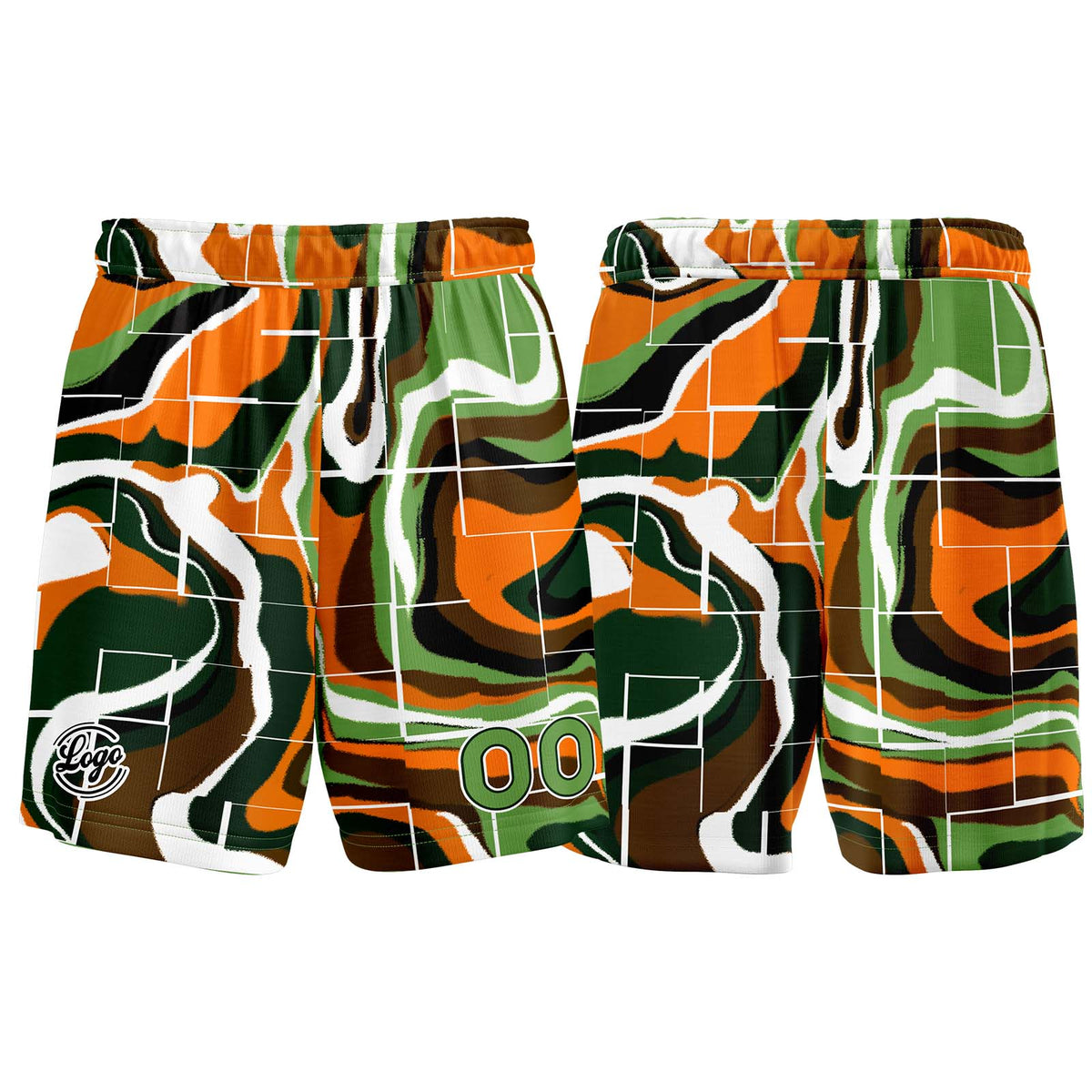 Benutzerdefinierter Grün Orange Basketball Jersey Uniform Anzug gedruckt Ihr Logo Name Nummer