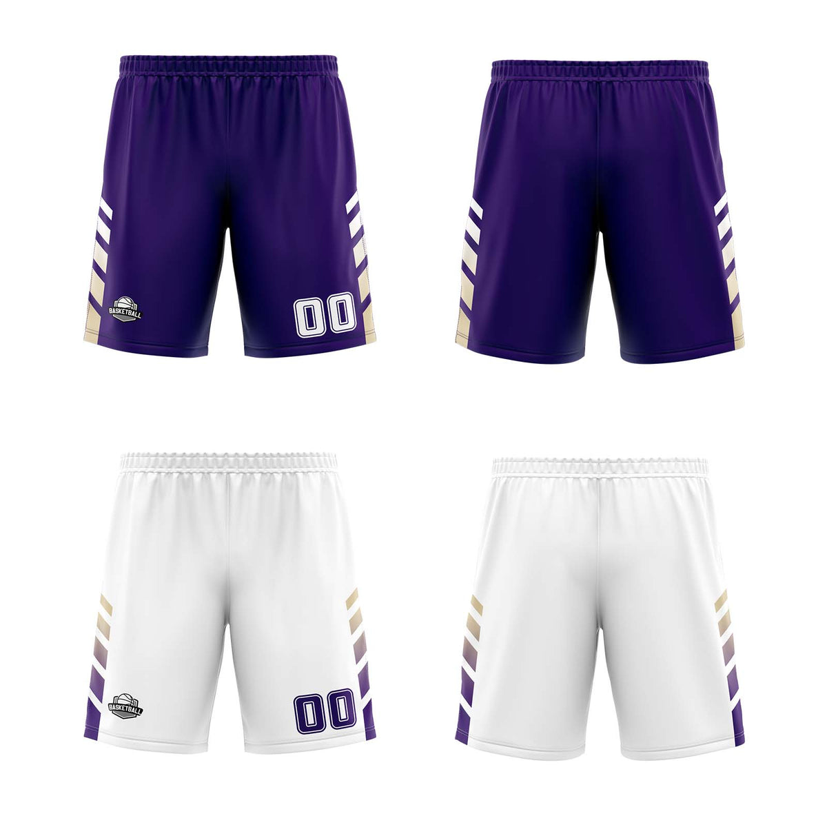 Benutzerdefinierte Lila Weiß Creme Reversible Basketball Jersey Personalisierte Print Name Nummer Logo