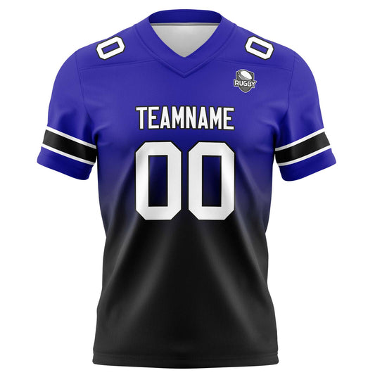 Benutzerdefinierte Königsblau & Schwarz Gradient Fußball Trikots Personalisierter Name Nummer Logo