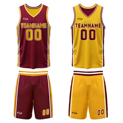 Benutzerdefinierte Rot Gelb Reversible Basketball Jersey Personalisierte Drucken Name Nummer Logo