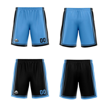 Benutzerdefinierte Hellblau Schwarz Reversible Basketball Jersey Personalisierte Print Name Nummer Logo