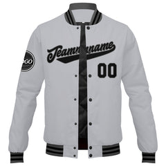 Benutzerdefinierte Verlauf Varsity-Jacke. Letterman-Jacke Grau Schwarz