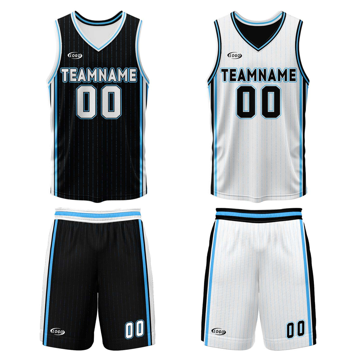 Benutzerdefinierte Schwarz Weiß Blau Reversible Basketball Jersey Personalisierte Drucken Name Nummer Logo