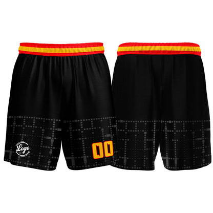 Benutzerdefinierter Schwarz Rot Orange Basketball Jersey Uniform Anzug gedruckt Ihr Logo Name Nummer