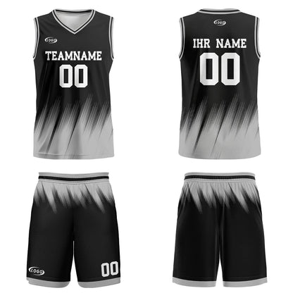 Benutzerdefinierter Schwarz Grau Weiß Basketball Jersey Uniform Anzug gedruckt Ihr Logo Name Nummer