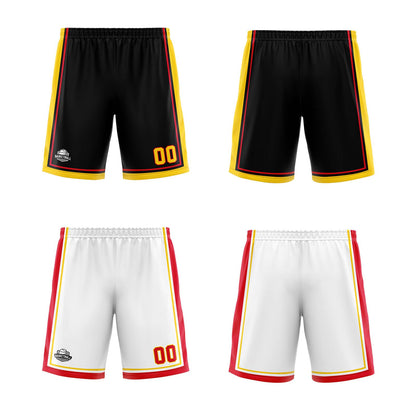 Benutzerdefinierte Schwarz Weiß Gelb Rot Reversible Basketball Jersey Personalisierte Print Name Nummer Logo
