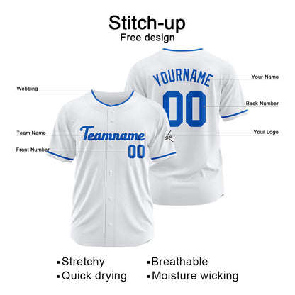 Benutzerdefinierte Authentisch Baseball-Trikot weiß-königlich