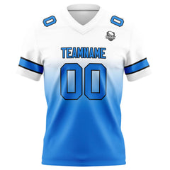Benutzerdefinierte Weiß & Blau Gradient Fußball Trikots Personalisierter Name Nummer Logo
