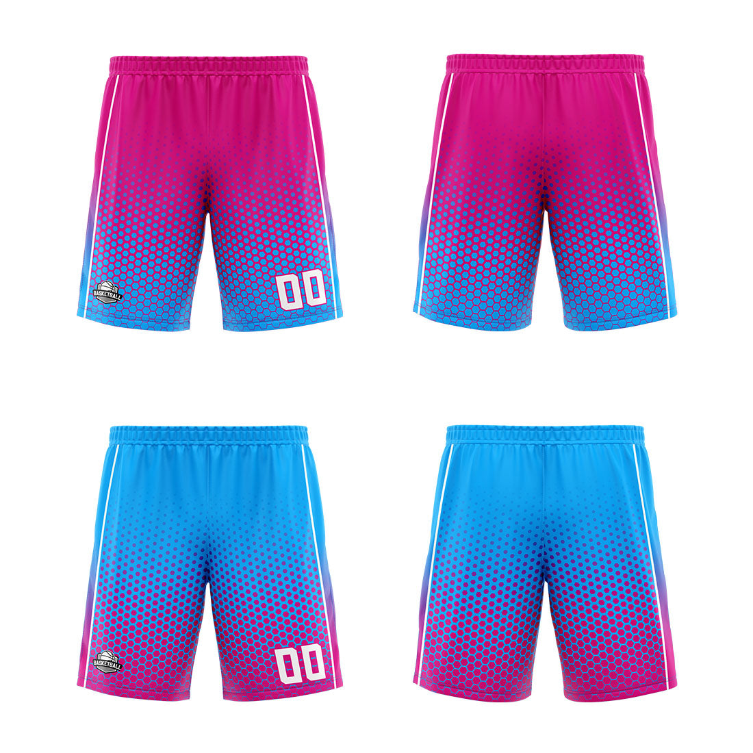Benutzerdefinierte Reversible Basketball Jersey Personalisierte Print Name Nummer Logo Heiß Rosa -Blau