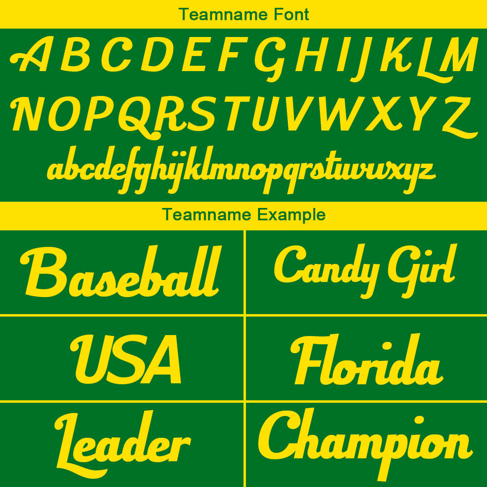 Benutzerdefinierte Authentisch Baseball-Trikot Kelly Grün-Gelb