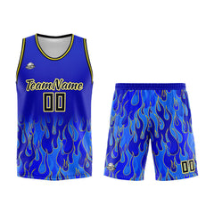 Benutzerdefinierter Basketball Jersey Uniform Anzug gedruckt Ihr Logo Name Nummer Königliche Flamme