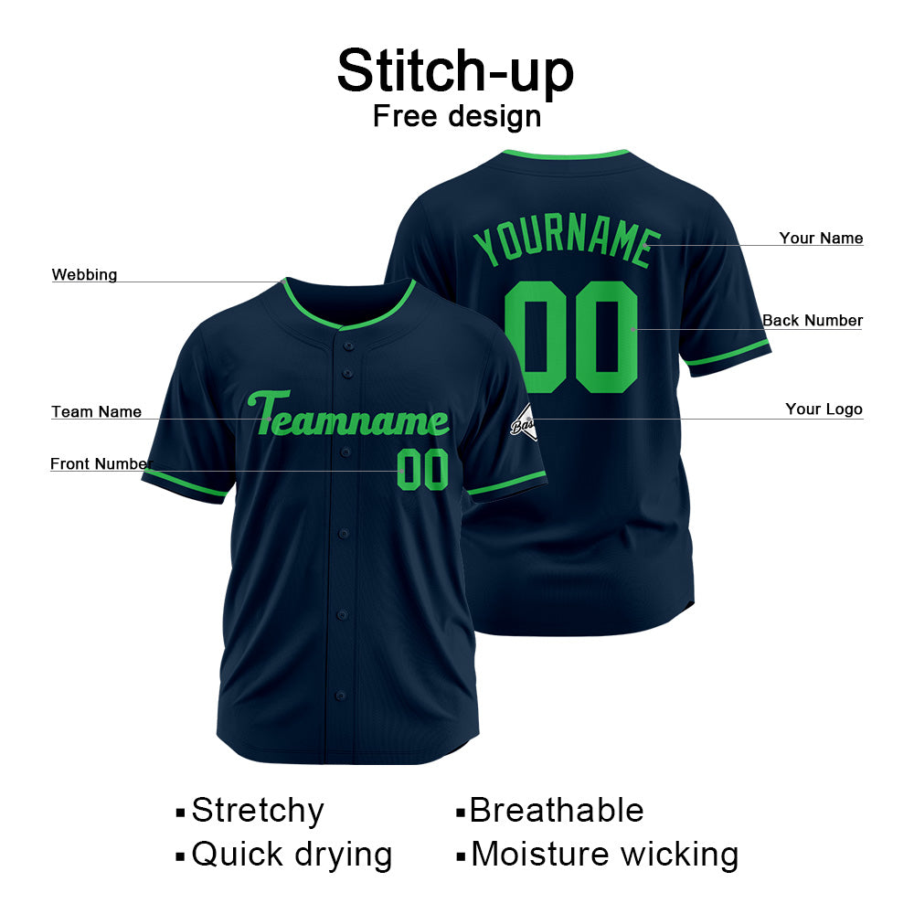 Benutzerdefinierte Authentisch Baseball-Trikot Marine-Grün