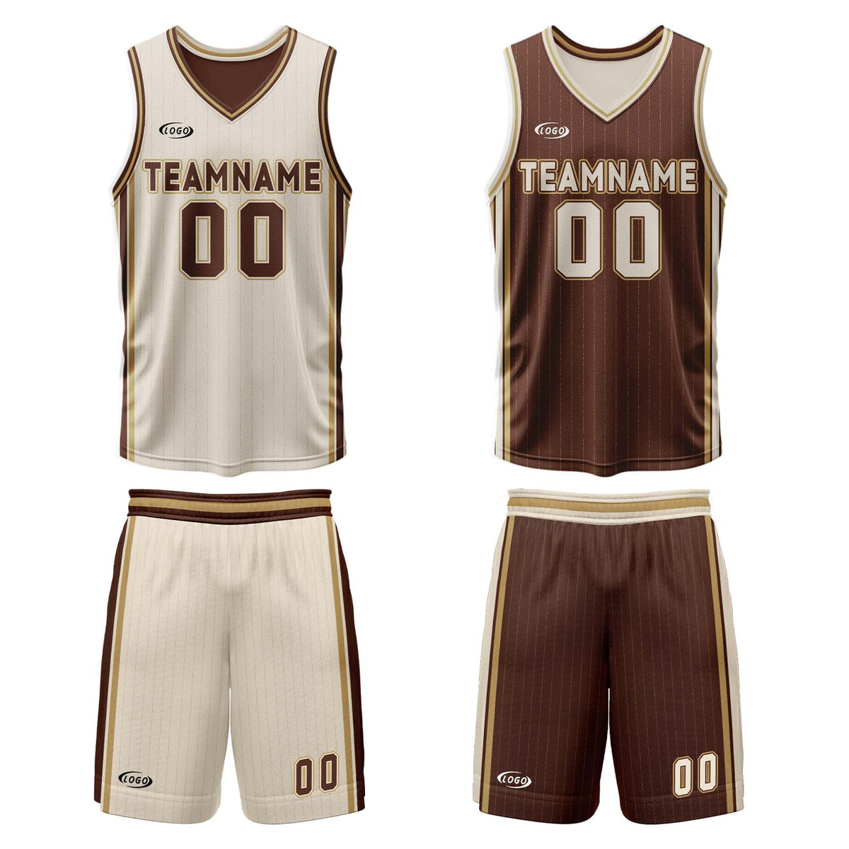 Benutzerdefinierte Cremebraun Reversible Basketball Jersey Personalisierte Drucken Name Nummer Logo