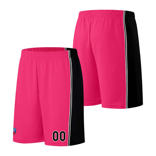 Individuelle Basketball-Jersey-Shorts für Männer und Frauen. Gestickter und gedruckter Name, Nummer und Logo Rosa&Schwarz