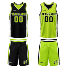 Benutzerdefinierte Schwarz Neon Grün Reversible Basketball Jersey Personalisierte Drucken Name Nummer Logo