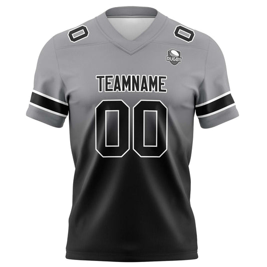 Benutzerdefinierte Grau Schwarz Gradient Fußball Trikots Personalisierter Name Nummer Logo