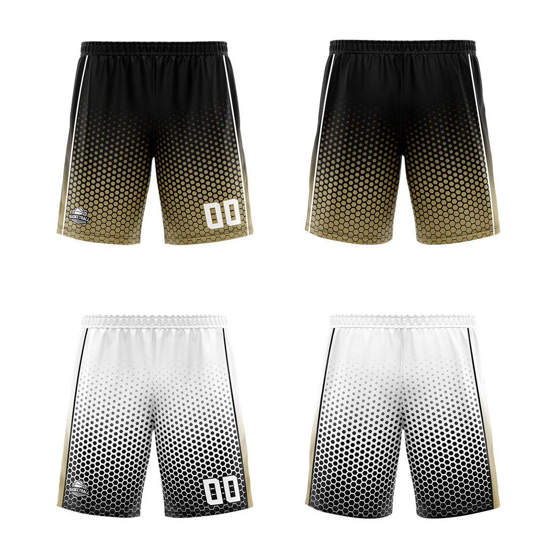 Benutzerdefinierte Schwarz Altes Gold Weiß Reversible Basketball Jersey Personalisierte Print Name Nummer Logo