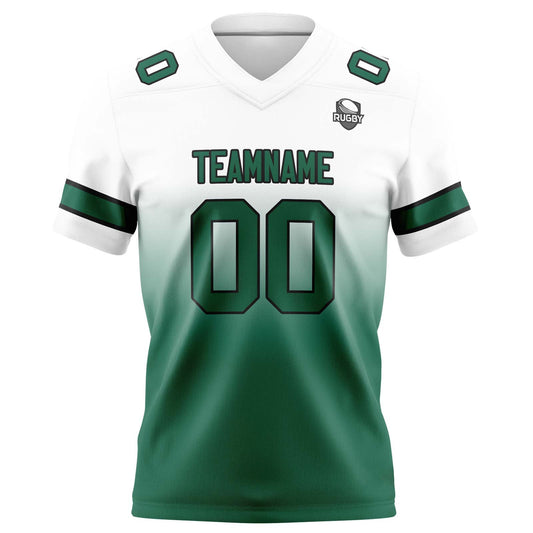 Benutzerdefinierte Weiß & Grün Gradient Fußball Trikots Personalisierter Name Nummer Logo