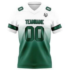 Benutzerdefinierte Weiß & Grün Gradient Fußball Trikots Personalisierter Name Nummer Logo
