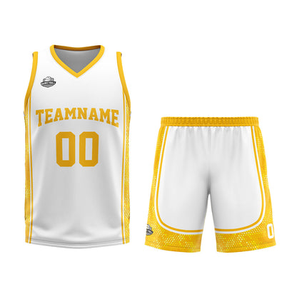 Benutzerdefinierter Weiß Orange Basketball Jersey Uniform Anzug gedruckt Ihr Logo Name Nummer
