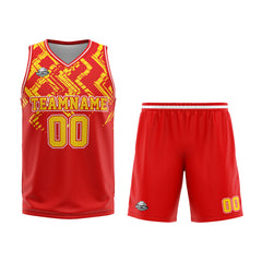 Benutzerdefinierter Rot Orange Basketball Jersey Uniform Anzug gedruckt Ihr Logo Name Nummer