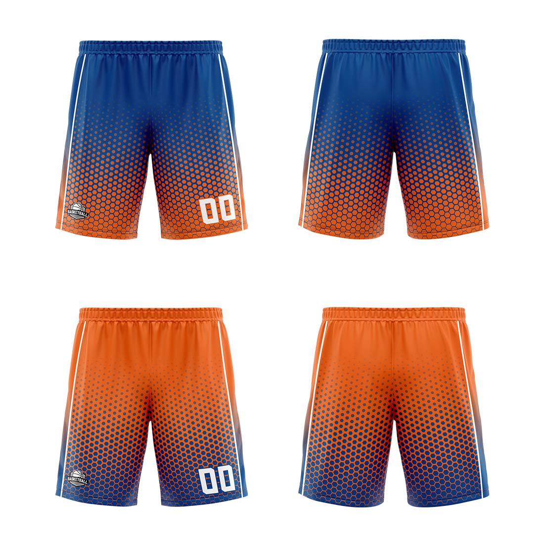 Benutzerdefinierte Blau Orange Weiß Reversible Basketball Jersey Personalisierte Print Name Nummer Logo