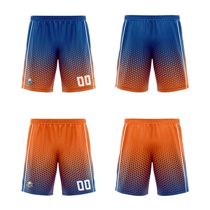 Benutzerdefinierte Blau Orange Weiß Reversible Basketball Jersey Personalisierte Print Name Nummer Logo