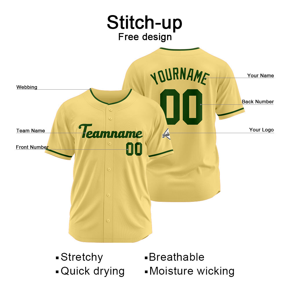 Benutzerdefinierte Authentisch Baseball-Trikot Gold-Dunkelgrün