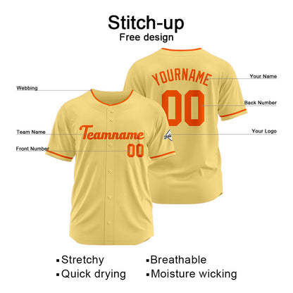 Benutzerdefinierte Authentisch Baseball-Trikot Gold-Orange