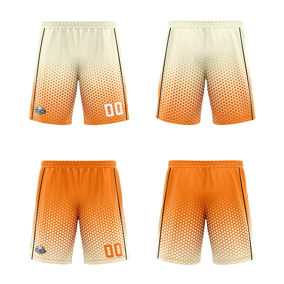 Benutzerdefinierte Creme Orange Schwarz Reversible Basketball Jersey Personalisierte Print Name Nummer Logo