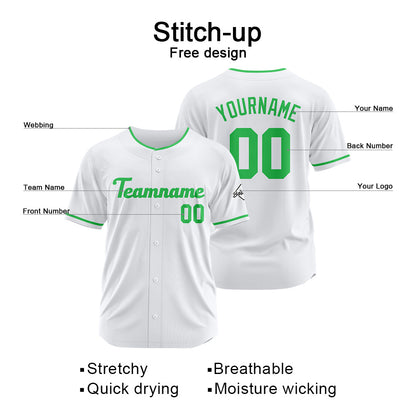 Benutzerdefinierte Authentisch Baseball-Trikot Weiß-Grün