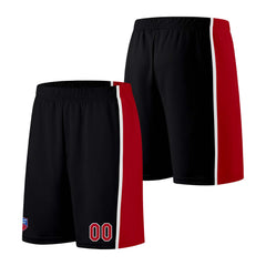 Individuelle Basketball-Jersey-Shorts für Männer und Frauen. Gestickter und gedruckter Name, Nummer und Logo Schwarz