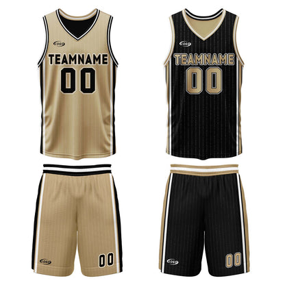 Benutzerdefinierte Gold Schwarz Reversible Basketball Jersey Personalisierte Drucken Name Nummer Logo