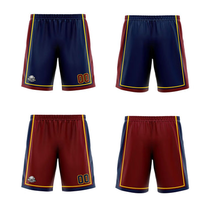 Benutzerdefinierte Marine Wein Gelb Reversible Basketball Jersey Personalisierte Print Name Nummer Logo