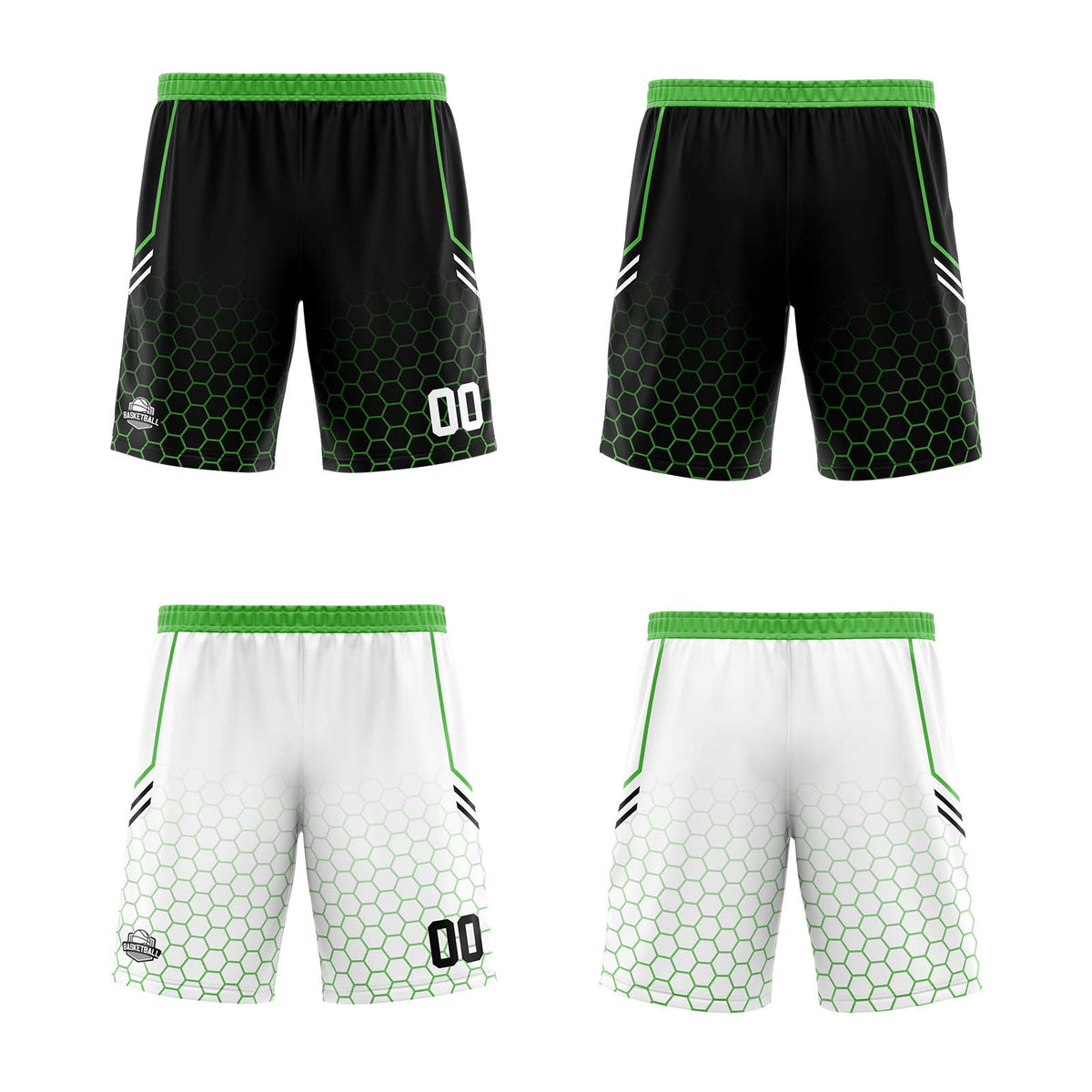 Benutzerdefinierte Schwarz Grün Reversible Basketball Jersey Personalisierte Print Name Nummer Logo