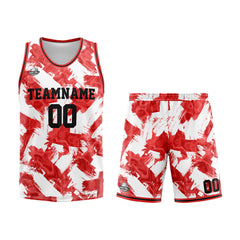 Benutzerdefinierter Basketball Jersey Uniform Anzug gedruckt Ihr Logo Name Nummer Rot&Weiß