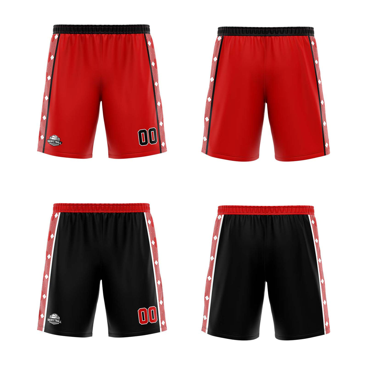 Benutzerdefinierte Rot Schwarz Reversible Basketball Jersey Personalisierte Print Name Nummer Logo