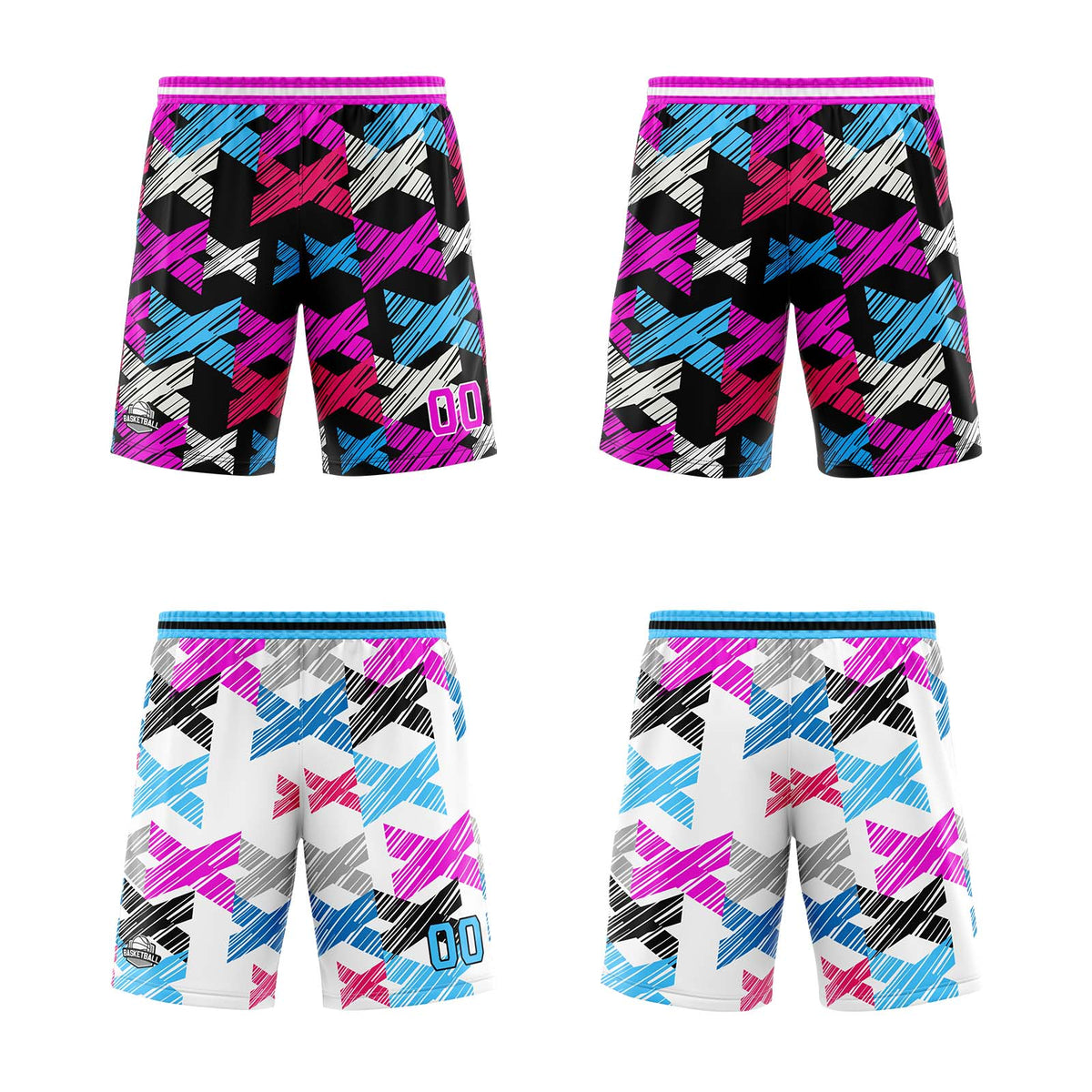 Benutzerdefinierte Rosa Blau Reversible Basketball Jersey Personalisierte Print Name Nummer Logo