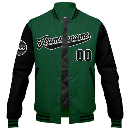 Benutzerdefinierte Verlauf Varsity-Jacke. Letterman-Jacke Grün Schwarz