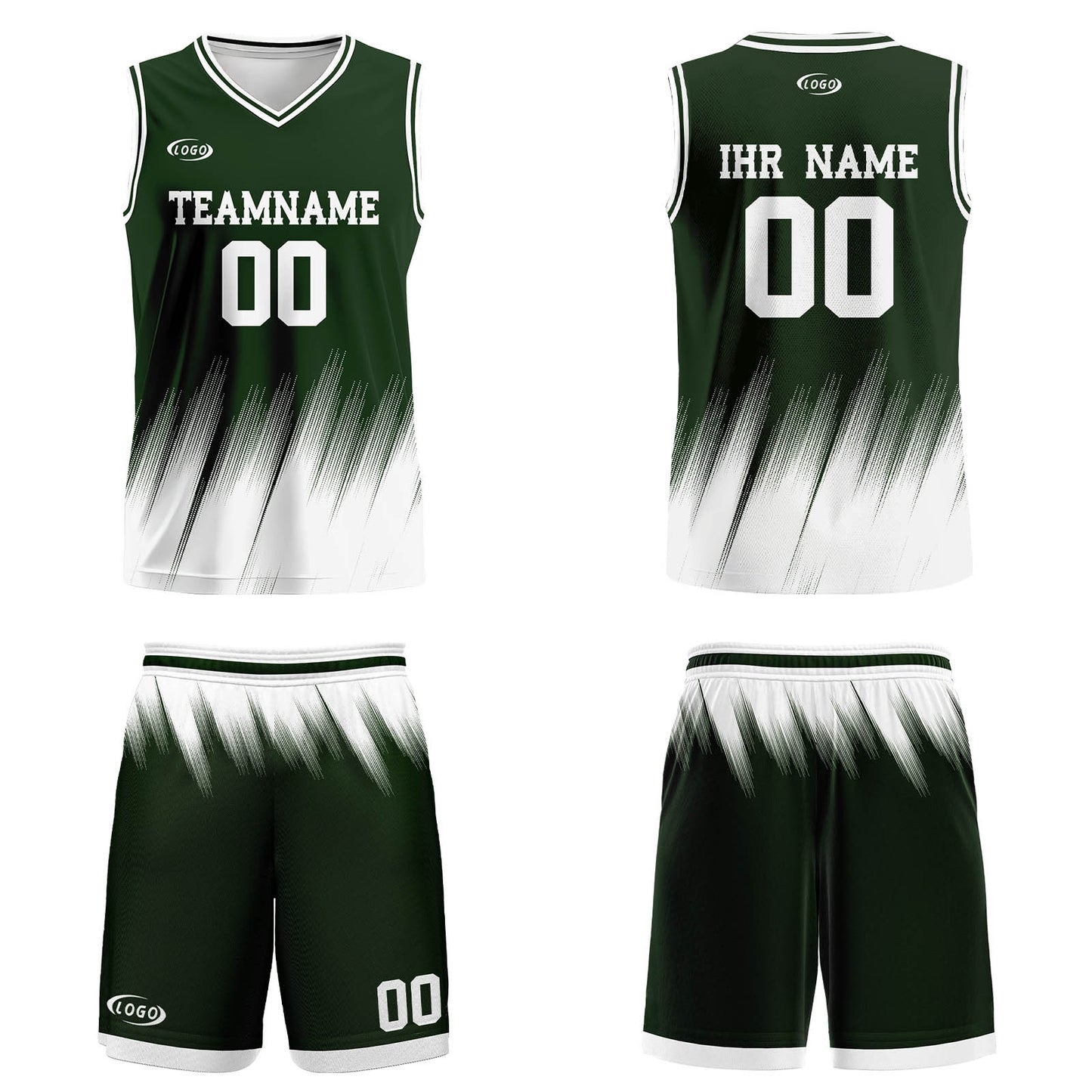 Benutzerdefinierter Olivgrün Weiß Basketball Jersey Uniform Anzug gedruckt Ihr Logo Name Nummer
