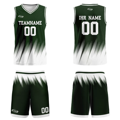Benutzerdefinierter Olivgrün Weiß Basketball Jersey Uniform Anzug gedruckt Ihr Logo Name Nummer