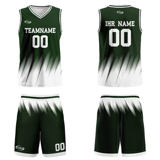 Benutzerdefinierter Olivgrün Weiß Basketball Jersey Uniform Anzug gedruckt Ihr Logo Name Nummer