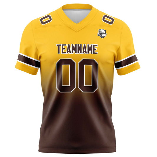 Benutzerdefinierte Gelb & Braun Gradient Fußball Trikots Personalisierter Name Nummer Logo