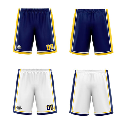 Benutzerdefinierte Marine Gelb Weiß Reversible Basketball Jersey Personalisierte Print Name Nummer Logo