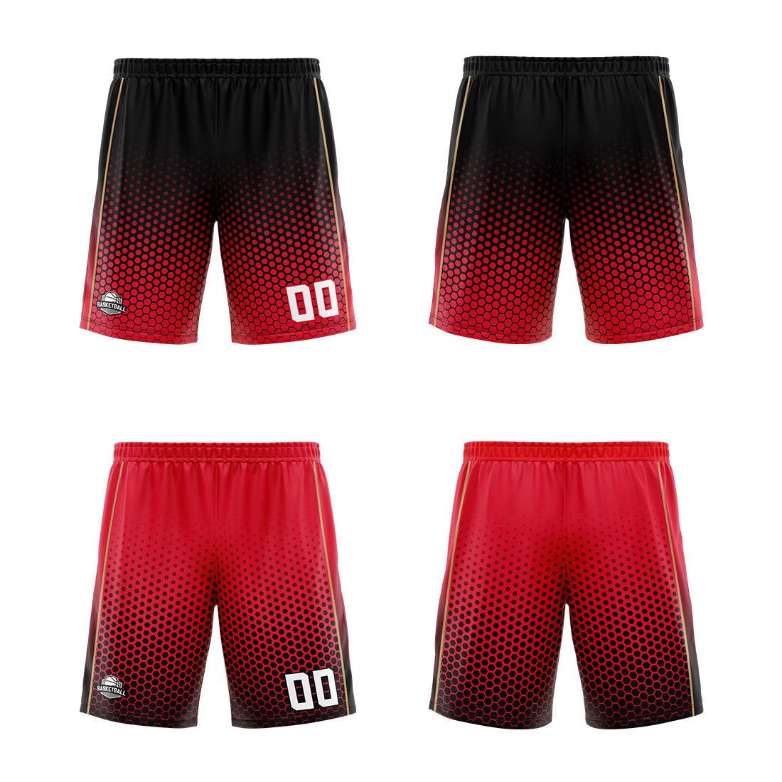 Benutzerdefinierte Schwarz Rot Gold Reversible Basketball Jersey Personalisierte Print Name Nummer Logo